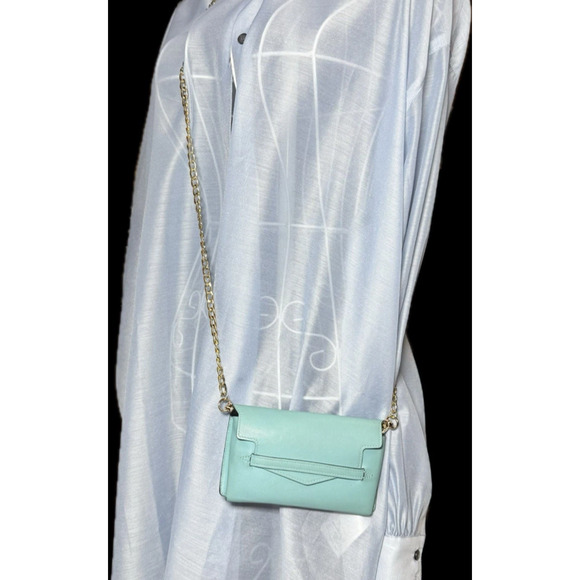 Authentic HERMES Blue Leather Mini Pouch W/ Unbranded Chain and Insert - Picture 8 of 8